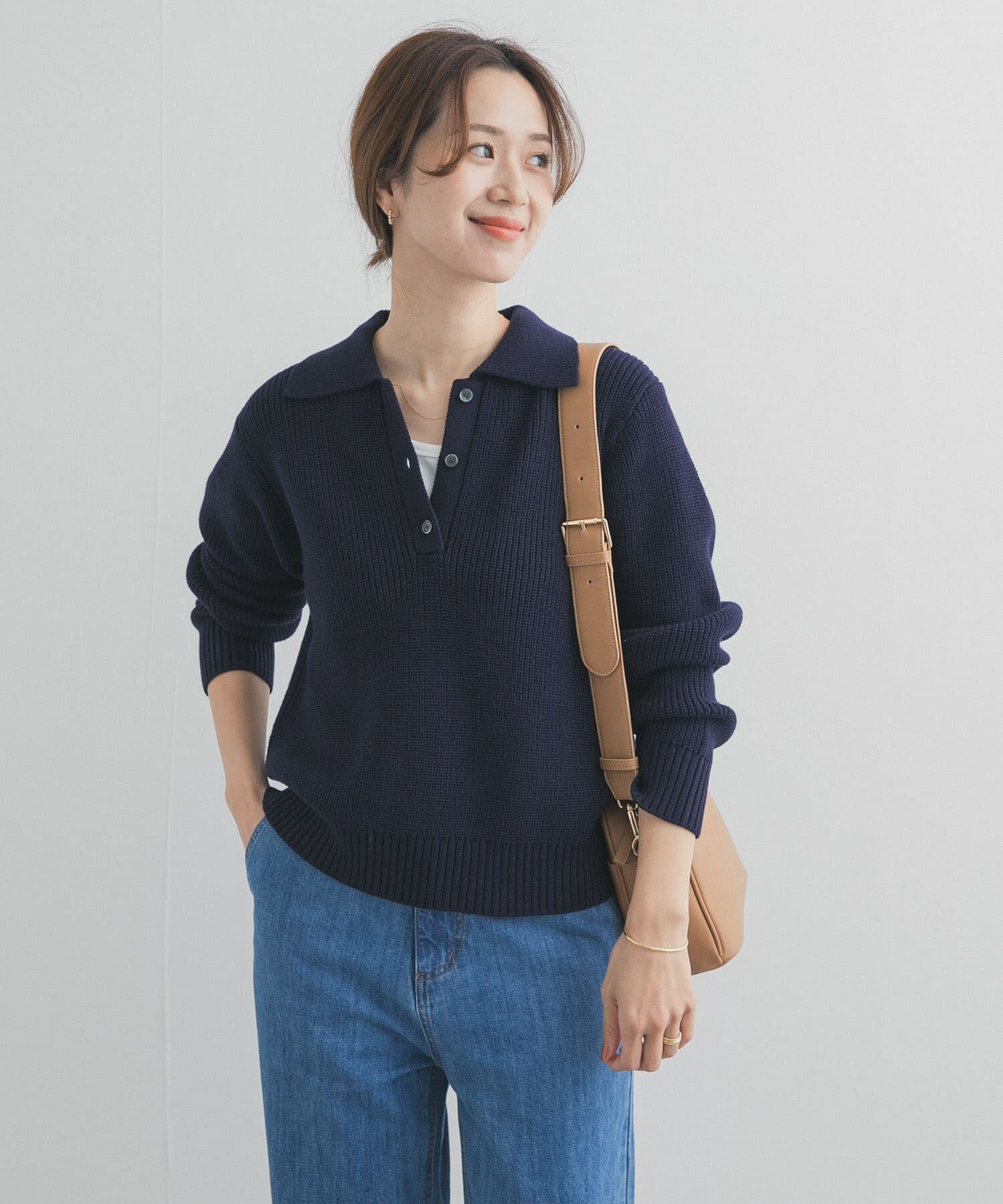 URBAN RESEARCH DOORS「衿付き畦ニット」|ニット・セーター|