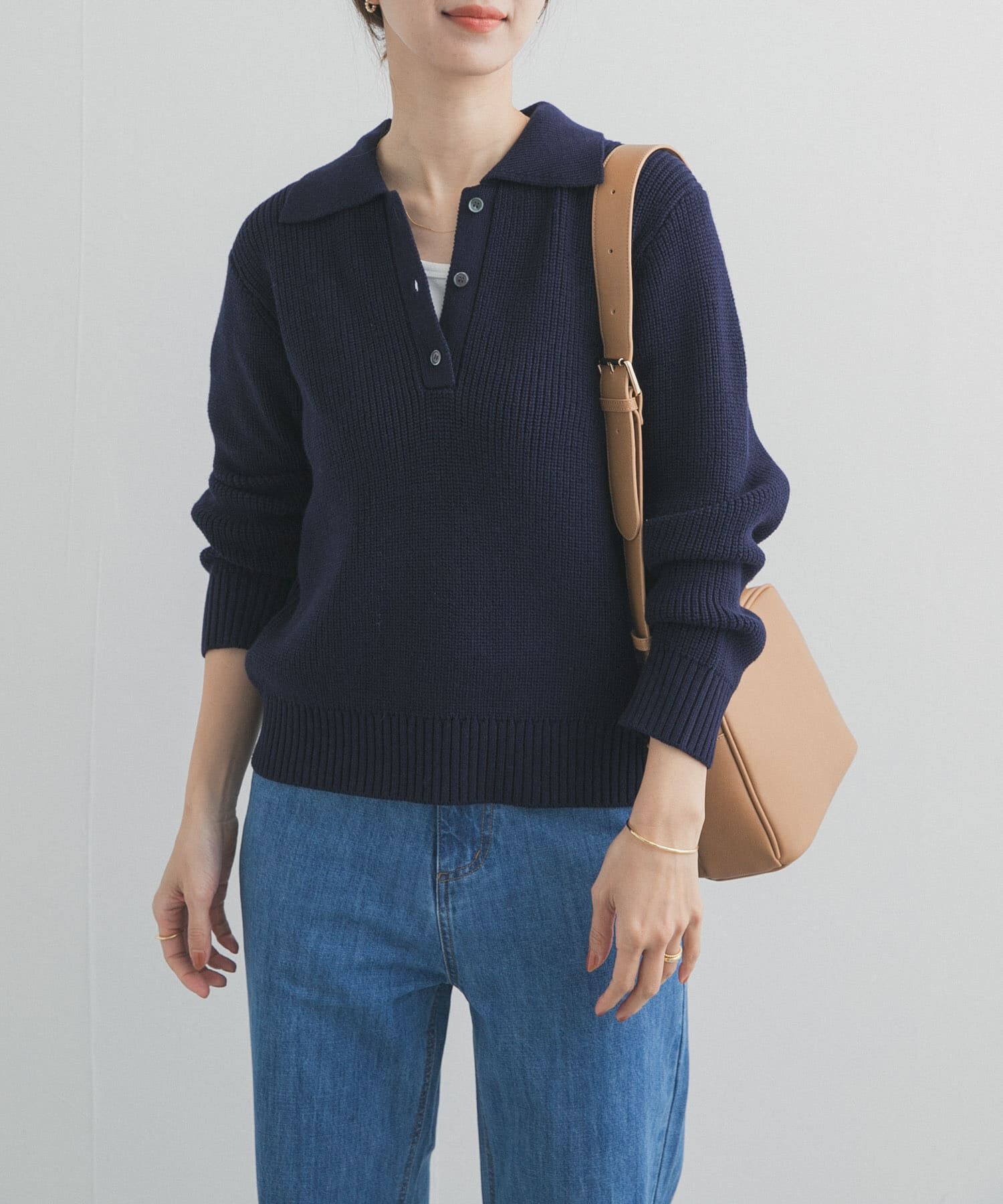 URBAN RESEARCH DOORS「衿付き畦ニット」|ニット・セーター|