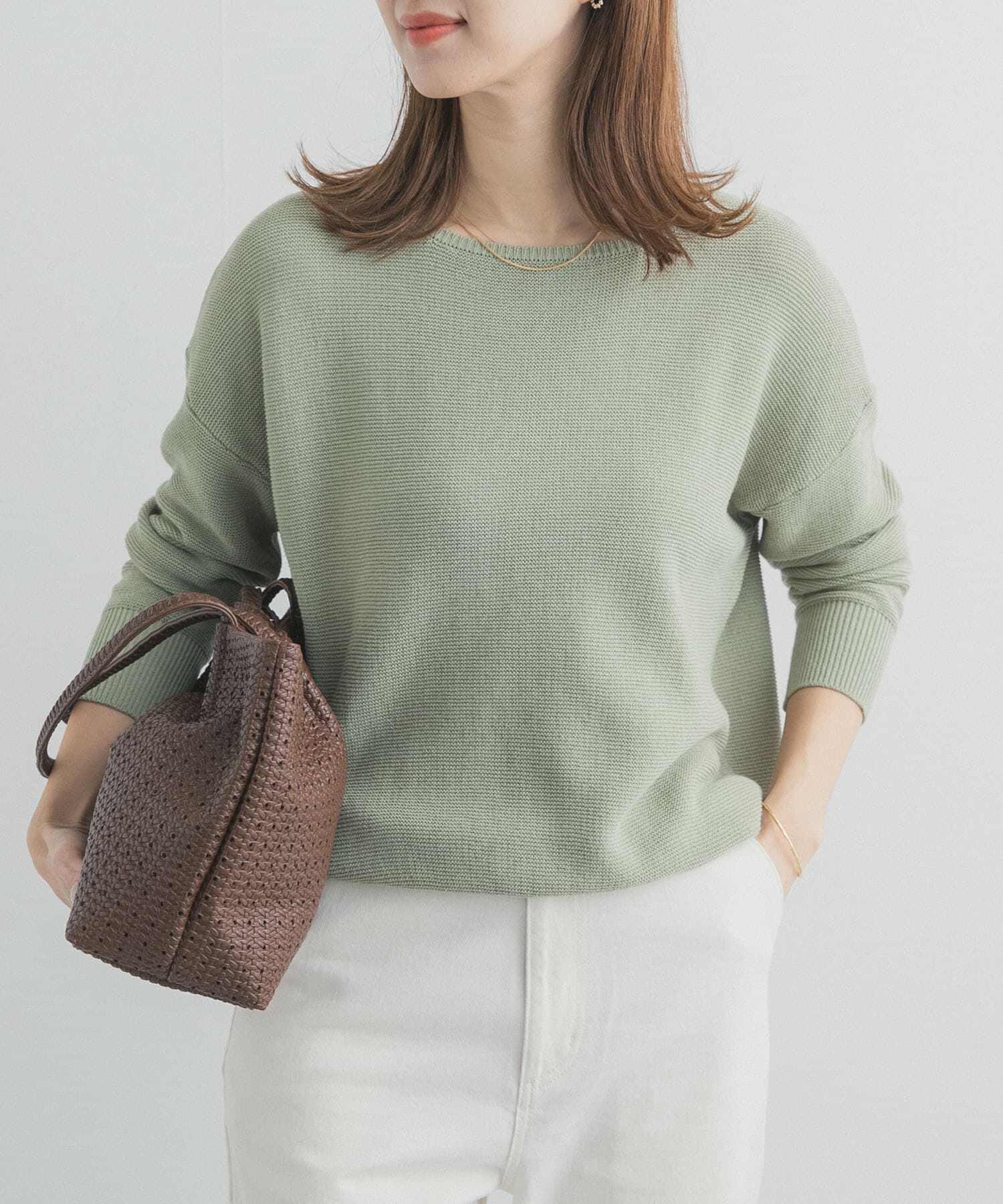 URBAN RESEARCH DOORS「コットンボートネックガーターKNIT」|ニット・セーター|