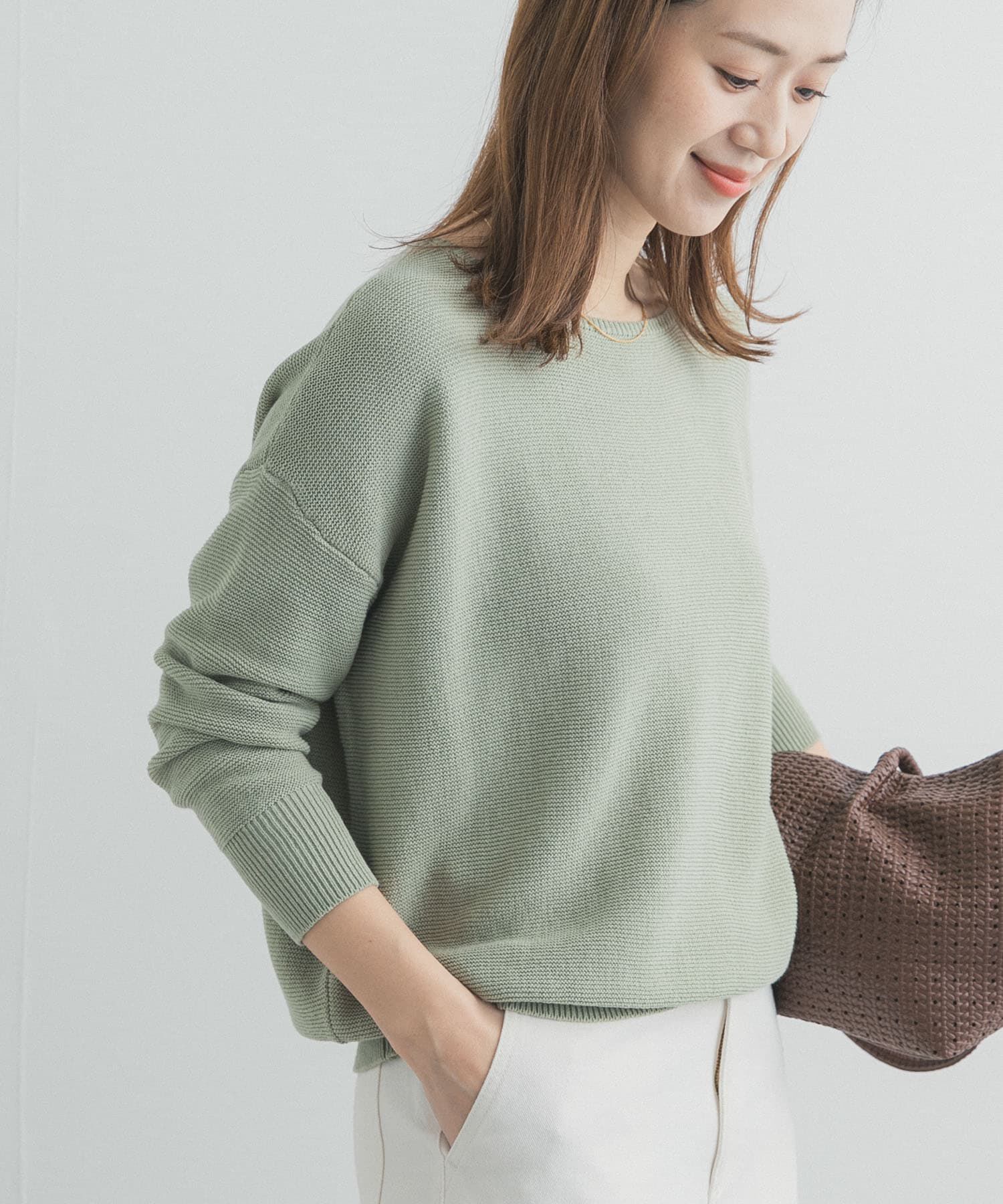 URBAN RESEARCH DOORS「コットンボートネックガーターKNIT」|ニット・セーター|