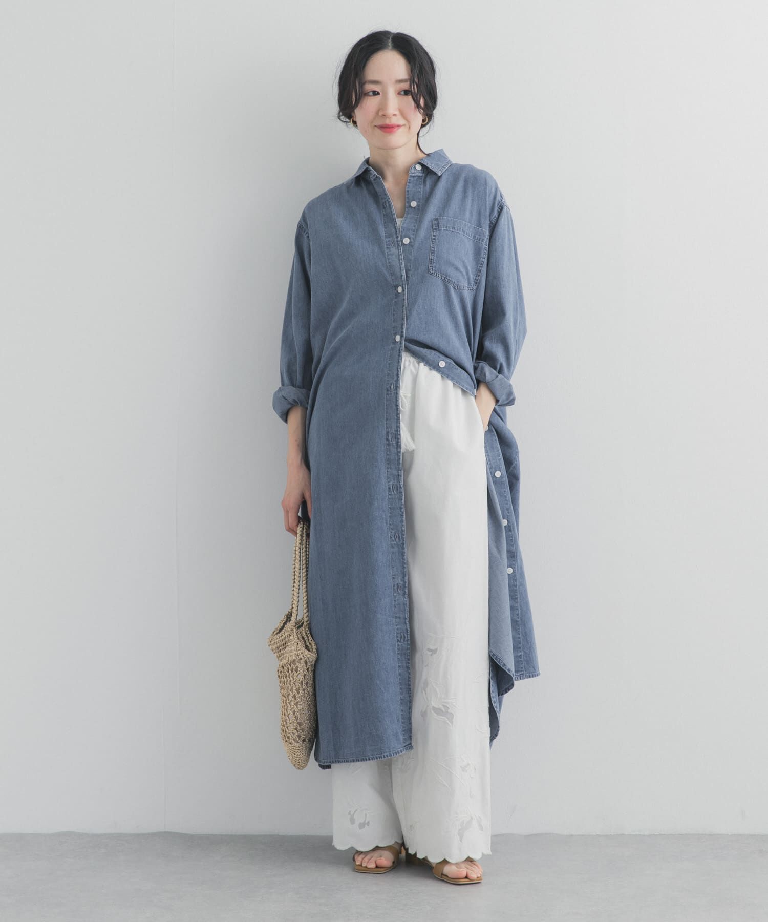 URBAN RESEARCH DOORS「ライトコットンデニムシャツワンピース」|ワンピース|