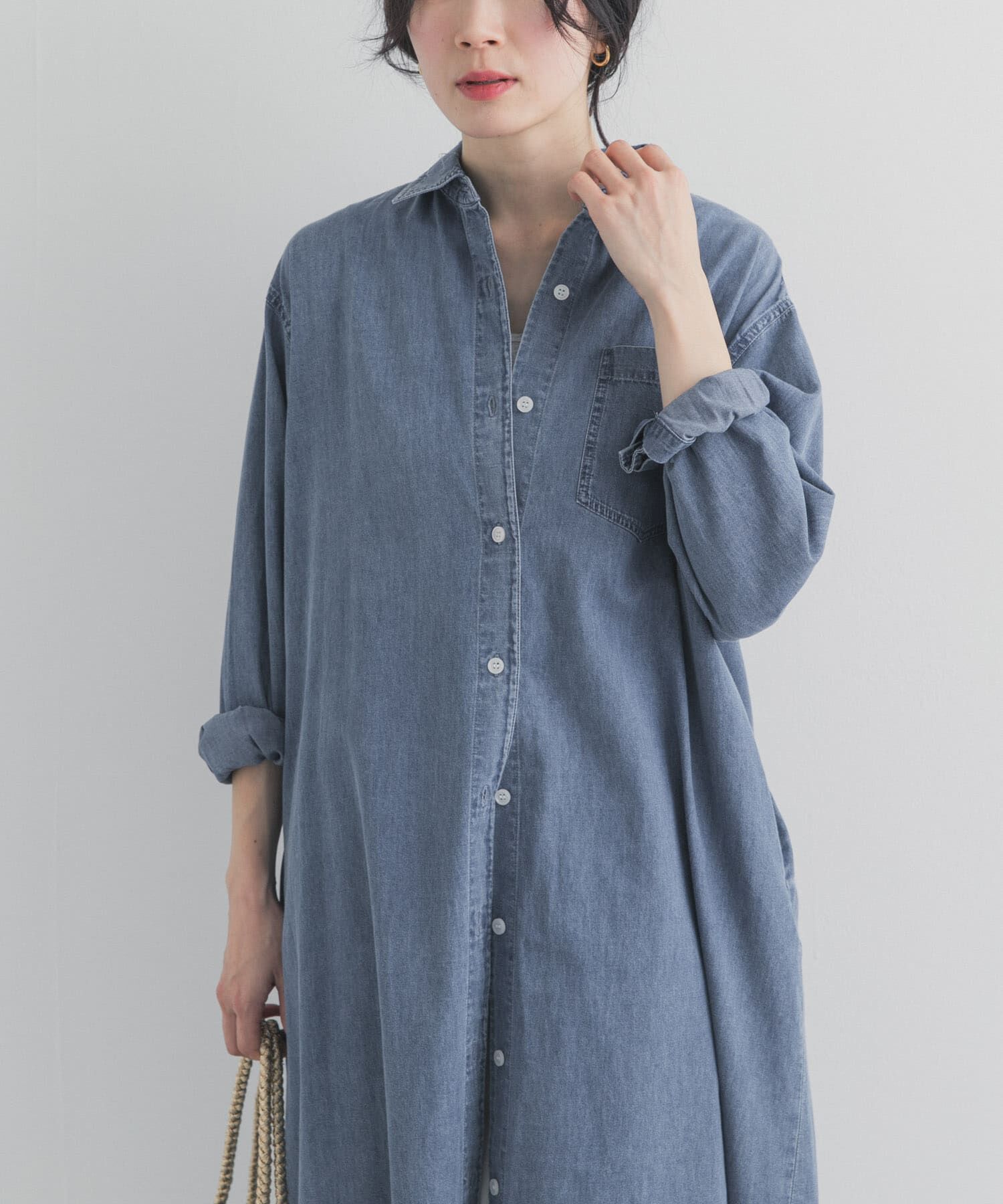 URBAN RESEARCH DOORS「ライトコットンデニムシャツワンピース」|ワンピース|