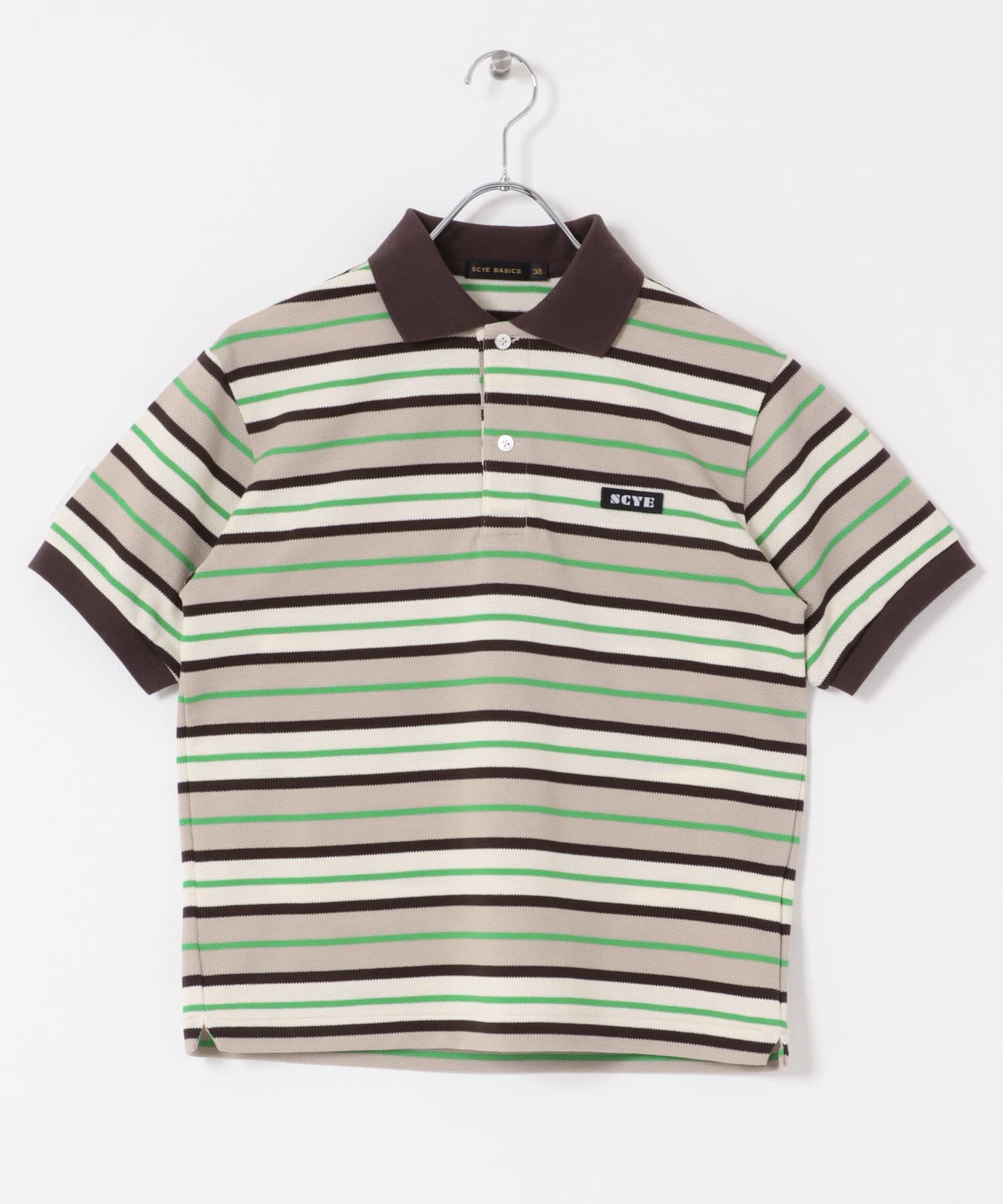 URBAN RESEARCH DOORS「Scye　STRIPEDCOTTONSHIRTS」|ポロシャツ|グリーン系その他