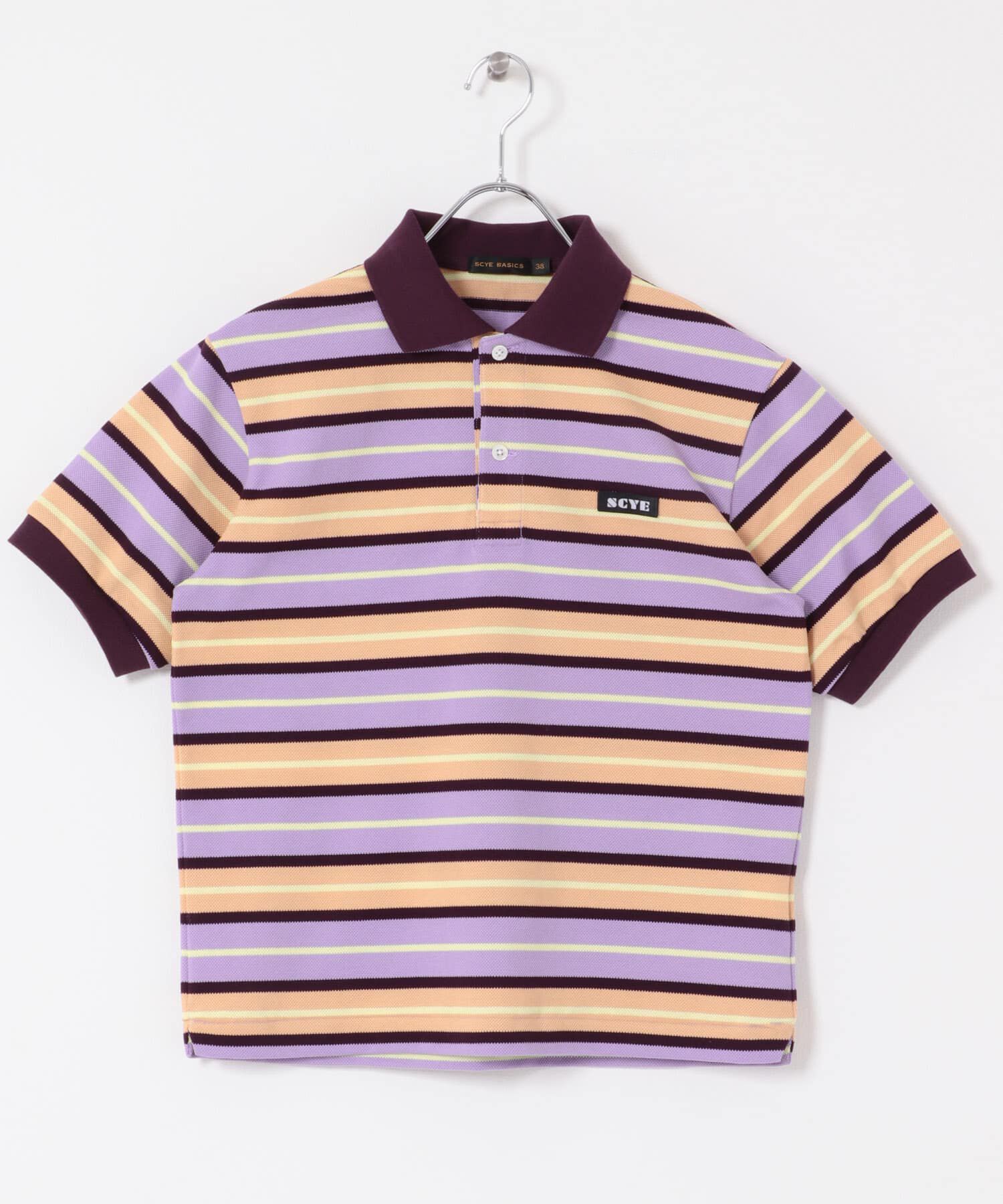 URBAN RESEARCH DOORS「Scye　STRIPEDCOTTONSHIRTS」|ポロシャツ|パープル系その他