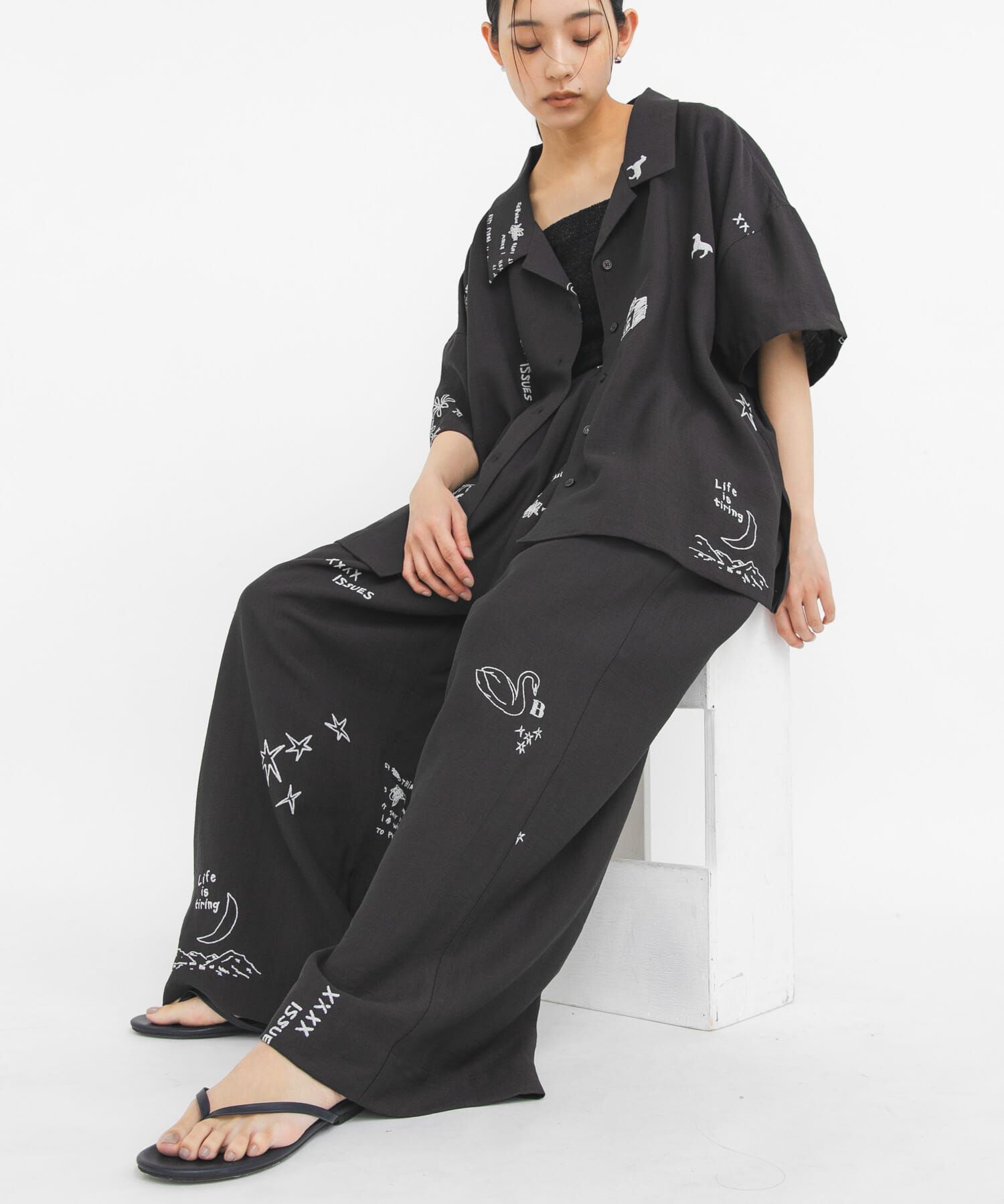  「TATTOOワイドイージーパンツ」|その他|チャコールグレー