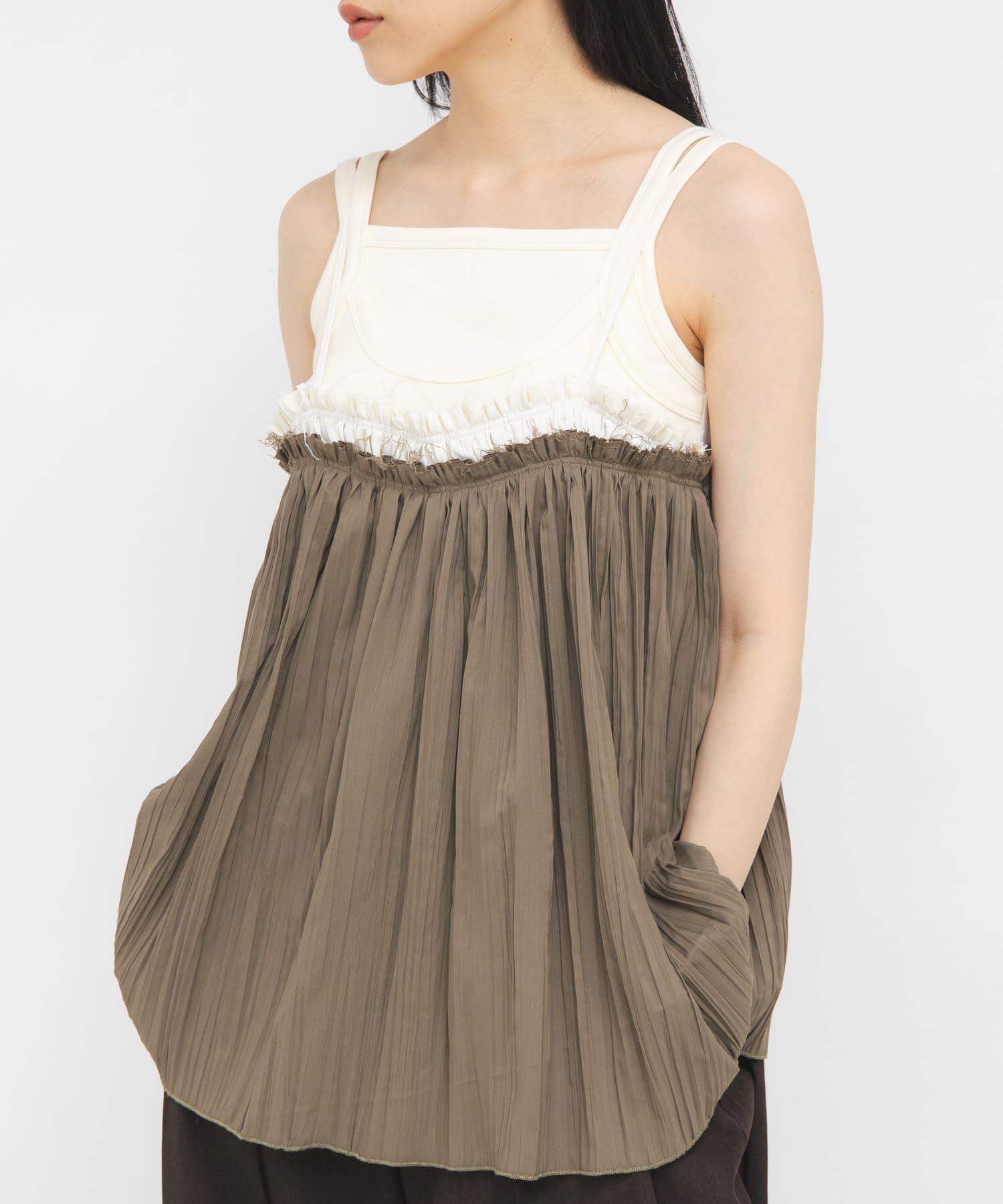  「レイヤードライクカップ付きタンクトップ」|タンクトップ|