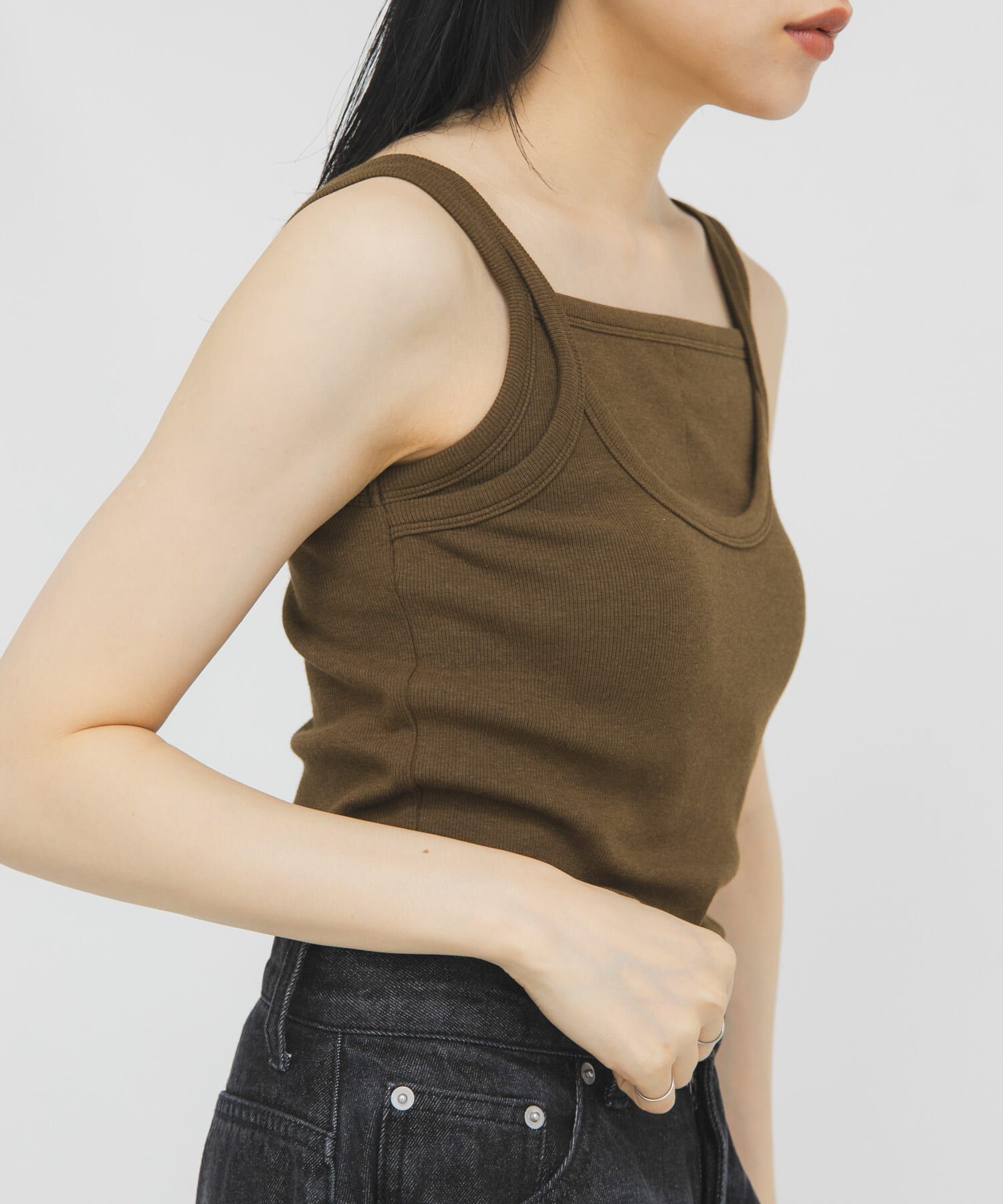  「レイヤードライクカップ付きタンクトップ」|タンクトップ|