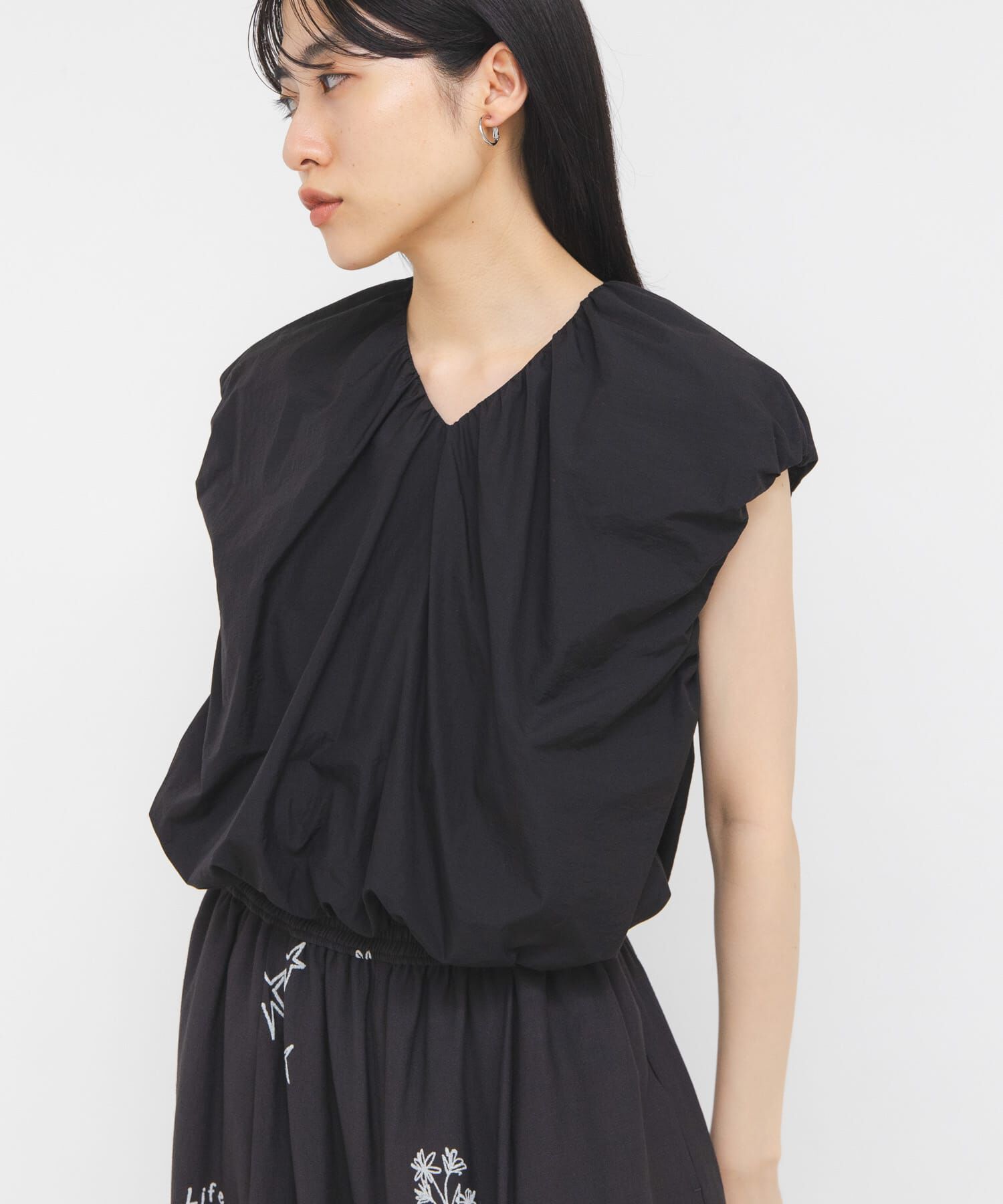  「バルーンリボンブラウス」|シャツ・ブラウス|ブラック