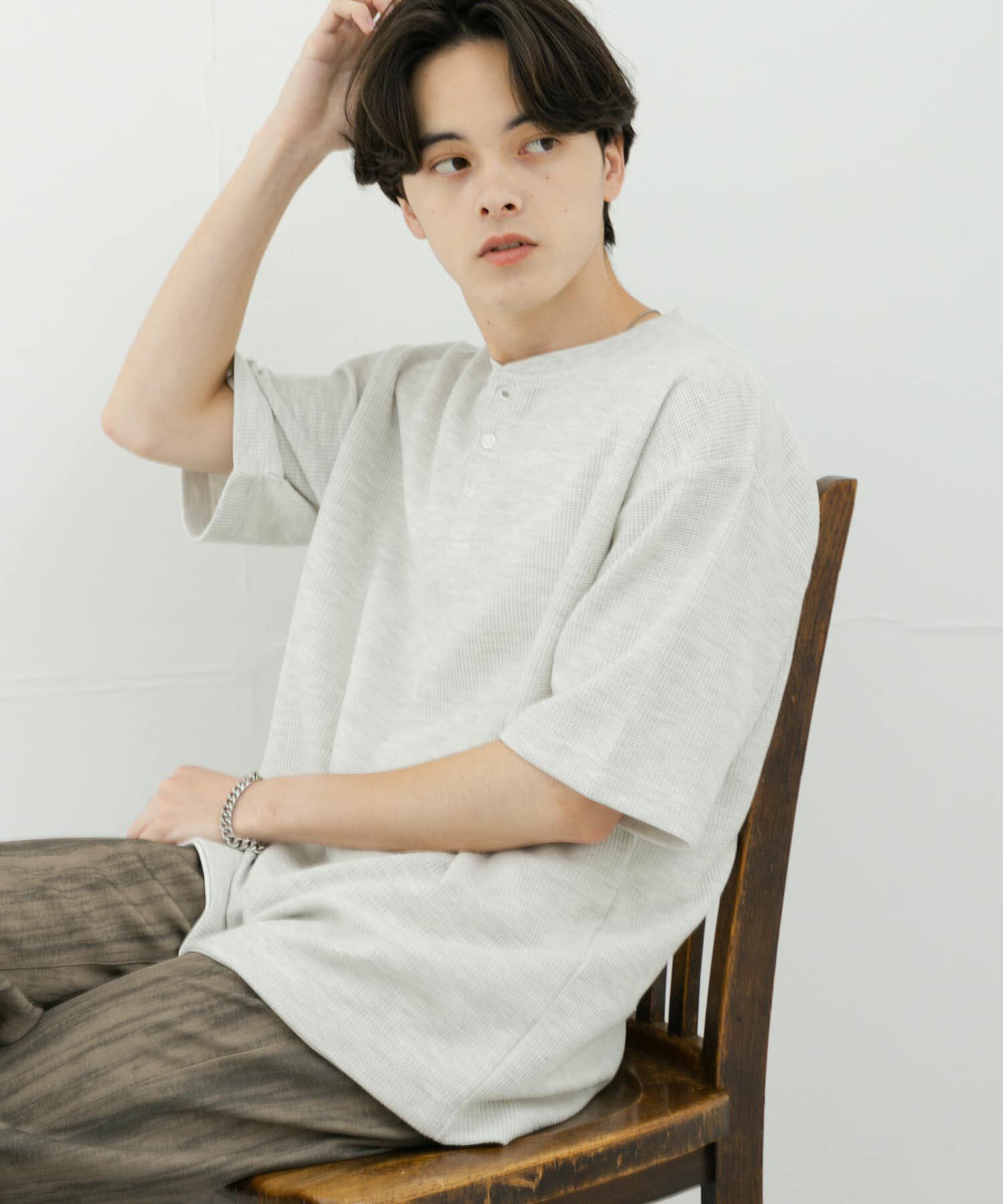 SENSE OF PLACE by URBAN RESEARCH「ヘンリーネックカノコプルオーバー」|Tシャツ・カットソー|グレー