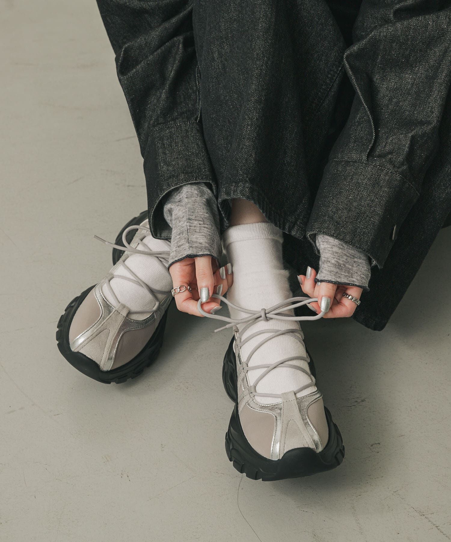 SENSE OF PLACE by URBAN RESEARCH「レースアップバレエスニーカー」|スニーカー|グレー