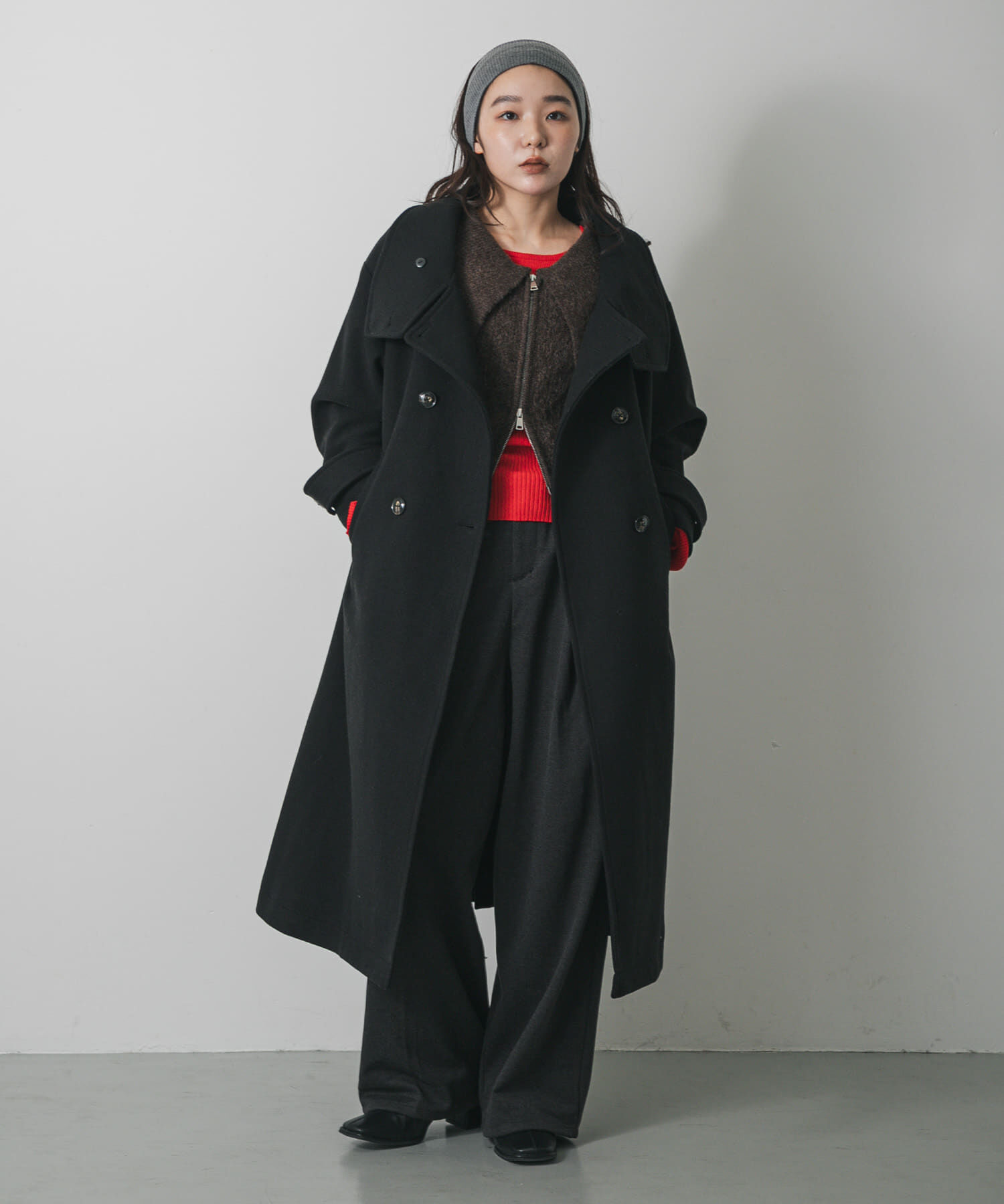 SENSE OF PLACE by URBAN RESEARCH「スタンドカラーロングコート」|ノーカラーコート|