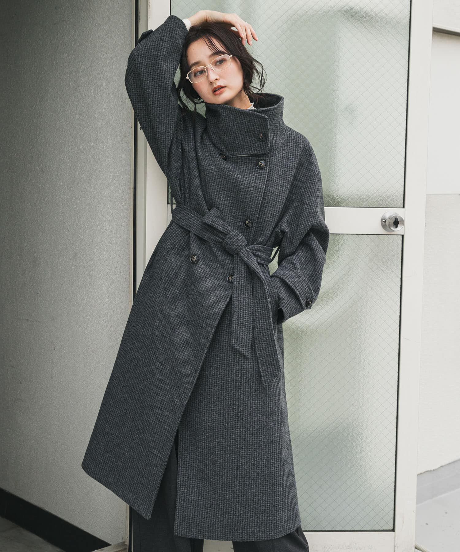 SENSE OF PLACE by URBAN RESEARCH「スタンドカラーロングコート」|ノーカラーコート|