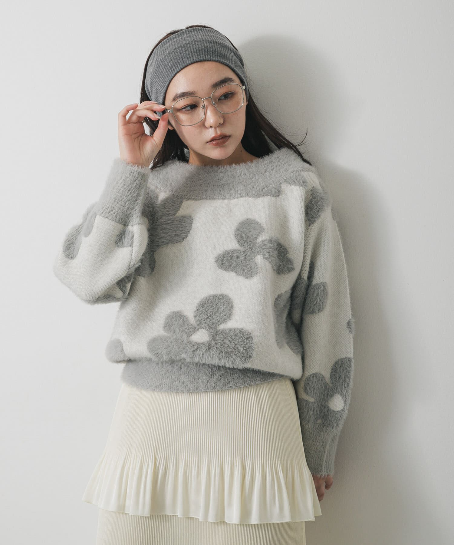 SENSE OF PLACE by URBAN RESEARCH「フラワージャガードニット」|ニット・セーター|グレー