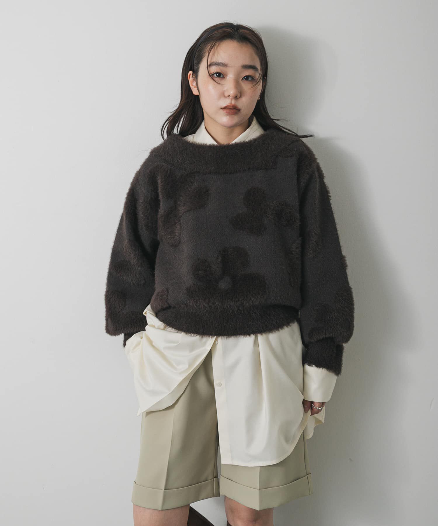 SENSE OF PLACE by URBAN RESEARCH「フラワージャガードニット」|ニット・セーター|ブラウン