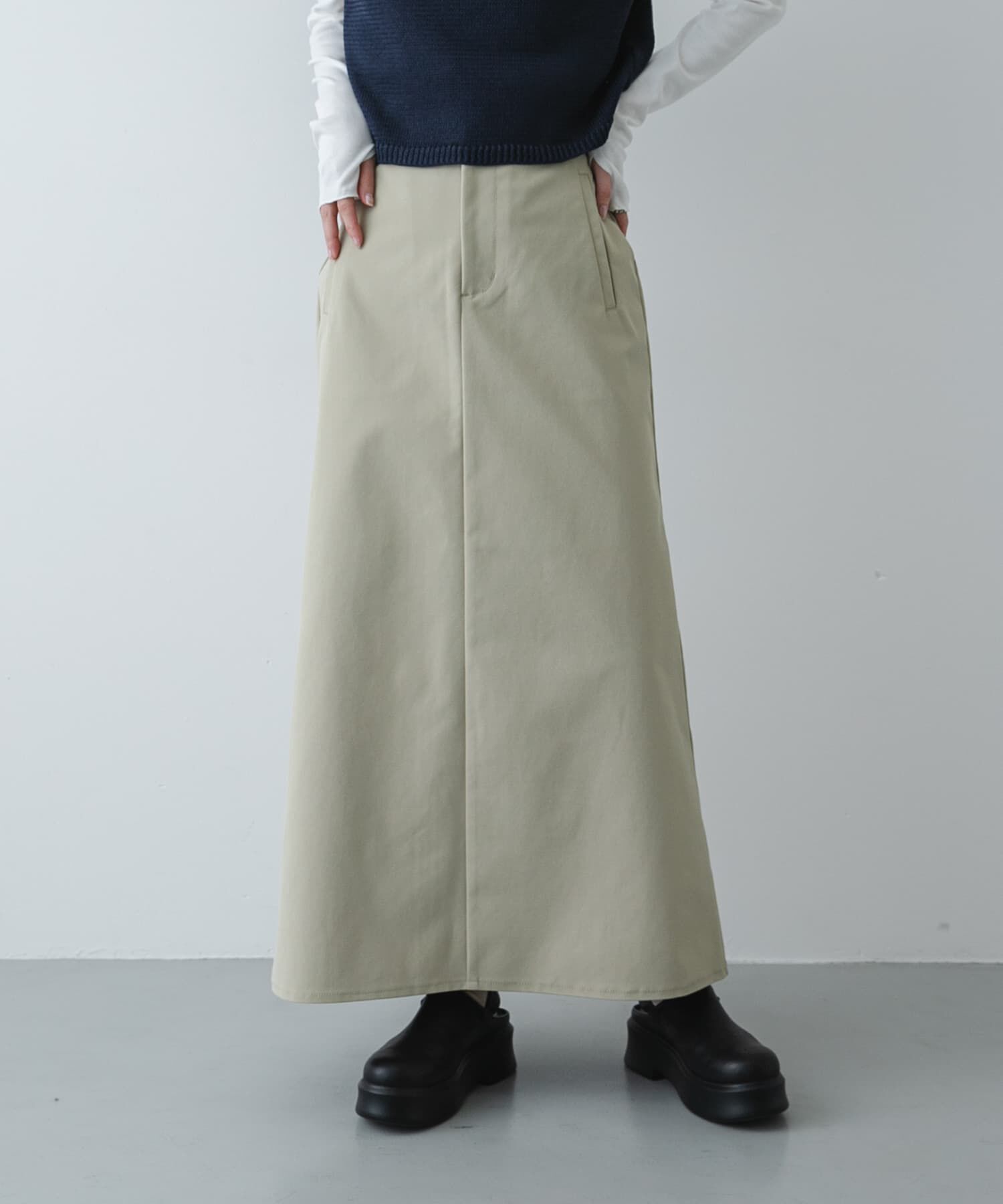 SENSE OF PLACE by URBAN RESEARCH「『イージーケア』フロントポケットチノスカート」|スカート|ベージュ