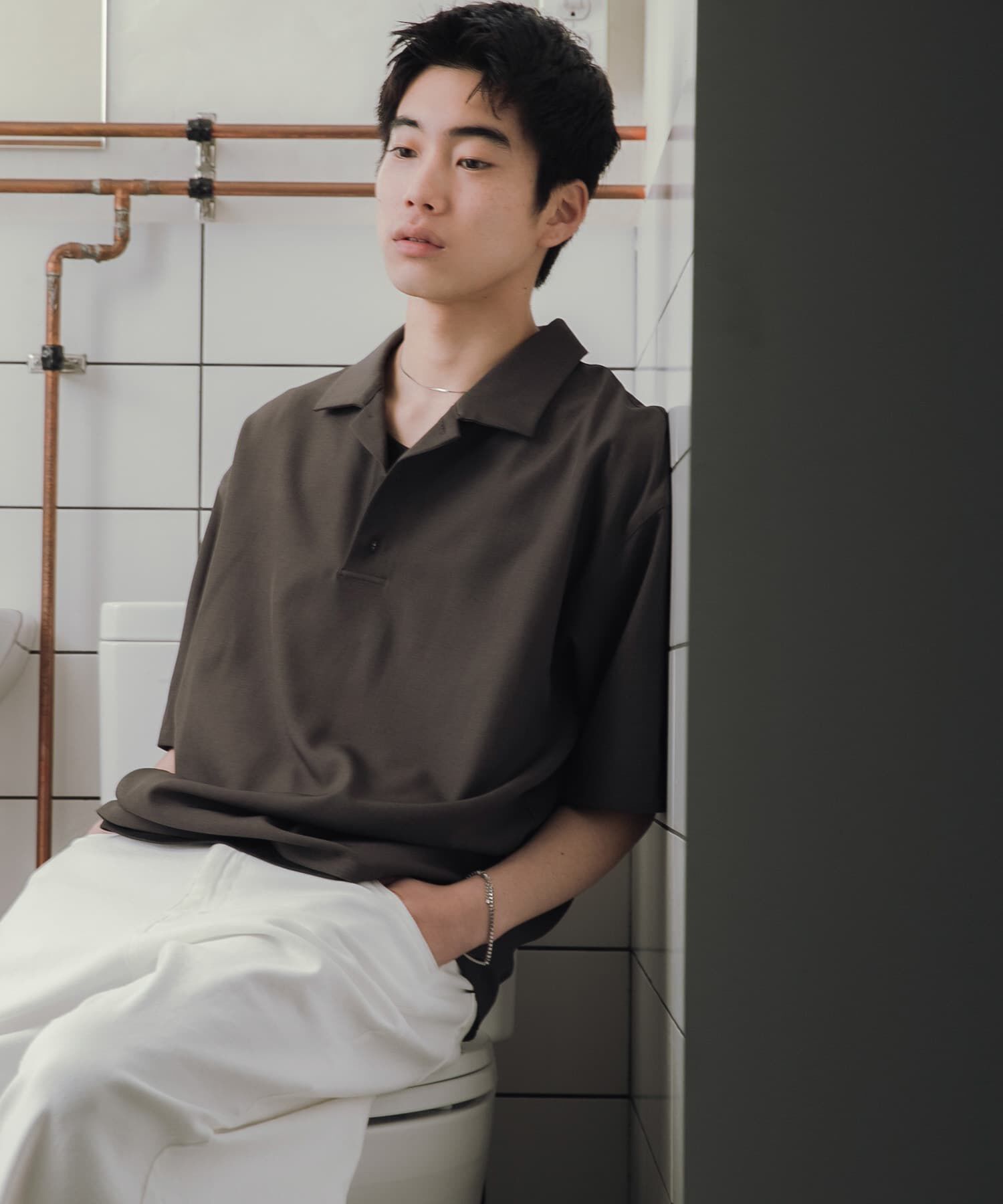 SENSE OF PLACE by URBAN RESEARCH「ハイツイストプルオーバーショートスリーブシャツ」|シャツ・ブラウス|チャコールグレー