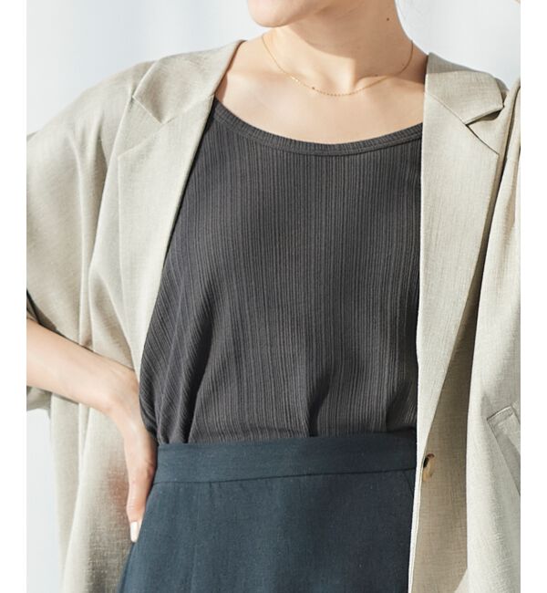 le.coeur blanc「《手洗い可能》ランダムテレコUネックタンク」|タンクトップ|Ｃ／グレー