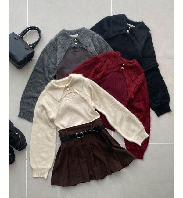  「襟付きデコルテオープンニット」|ニット・セーター|