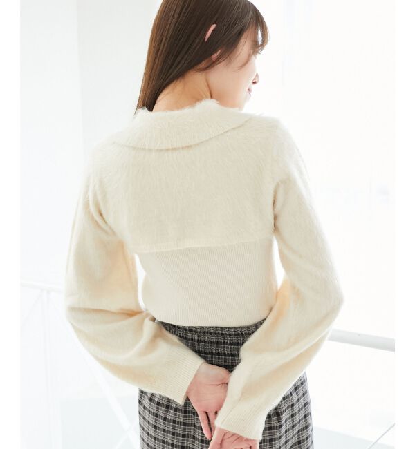  「襟付きデコルテオープンニット」|ニット・セーター|