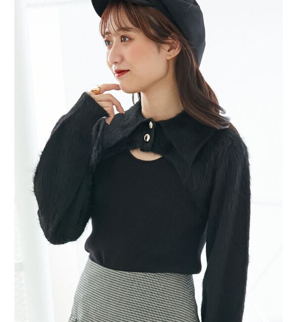  「襟付きデコルテオープンニット」|ニット・セーター|