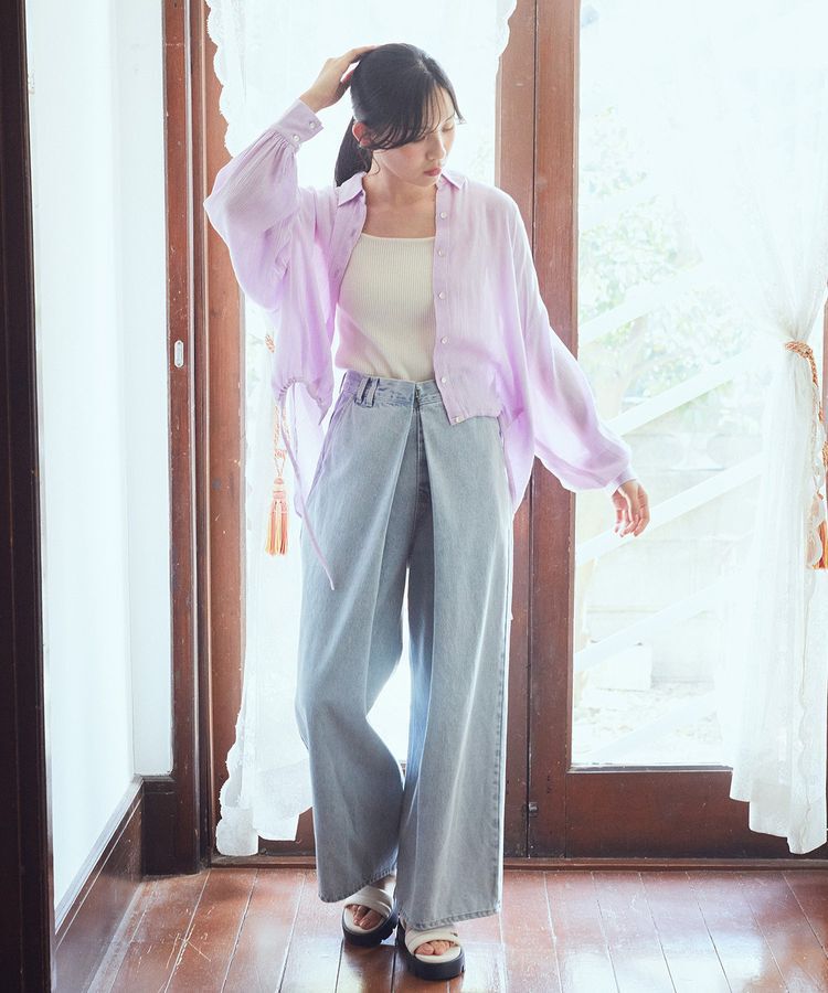 earth music&ecology「フロントタックデニムパンツ」|デニム|