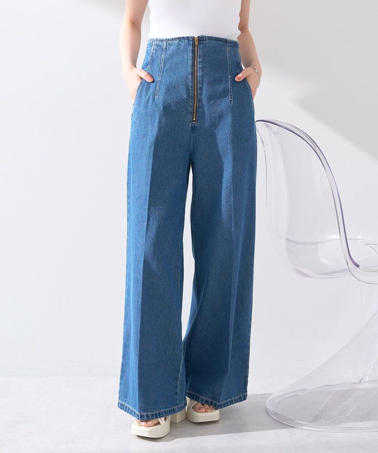 earth music&ecology「フロントZIPバックレースアップデニム」|デニム|