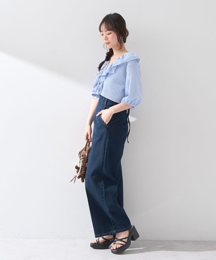 earth music&ecology「フロントZIPバックレースアップデニム」|デニム|