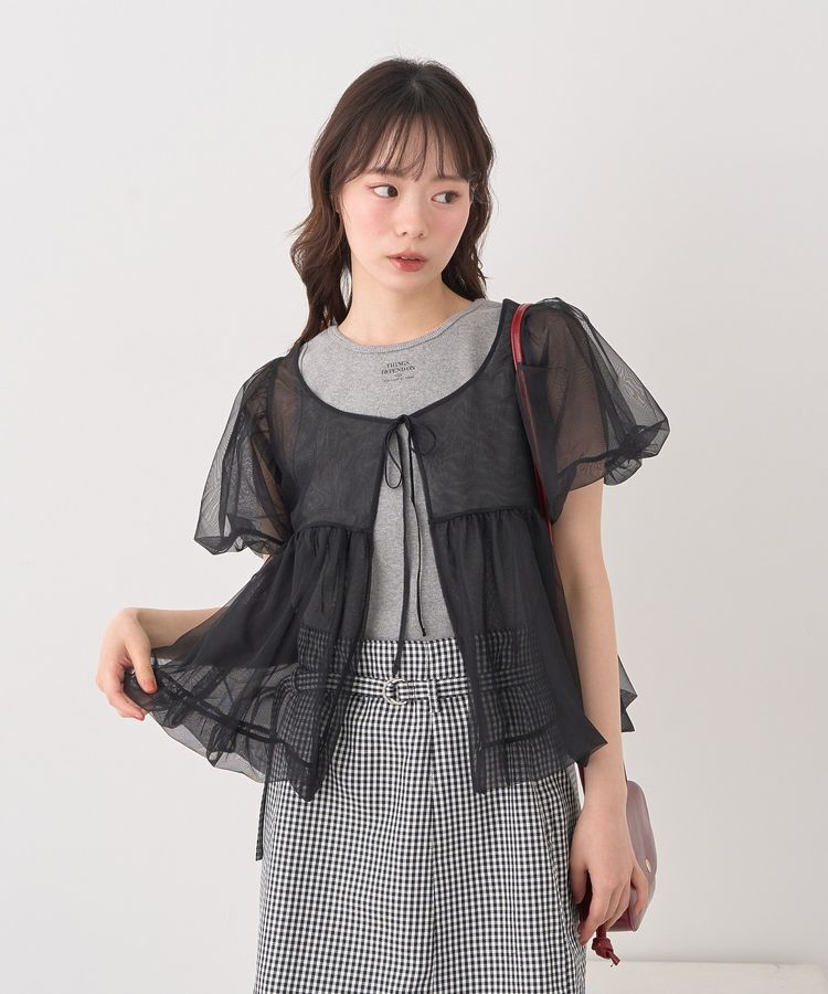 earth music&ecology「SET2点チュールバルーンブラウス＋ロゴタンク」|シャツ・ブラウス|
