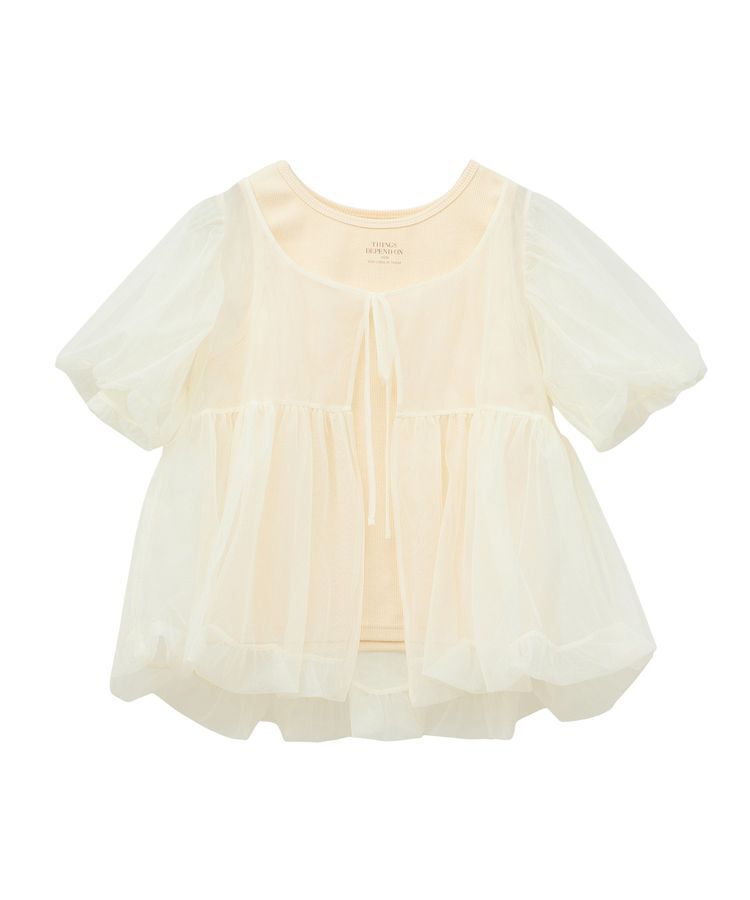 earth music&ecology「SET2点チュールバルーンブラウス＋ロゴタンク」|シャツ・ブラウス|