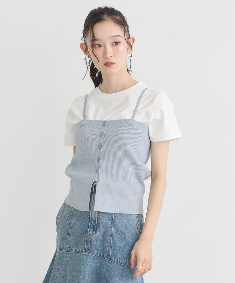 earth music&ecology「SET2点コンパクトTEE＋マルチwayニットビスチェ」|Tシャツ・カットソー|