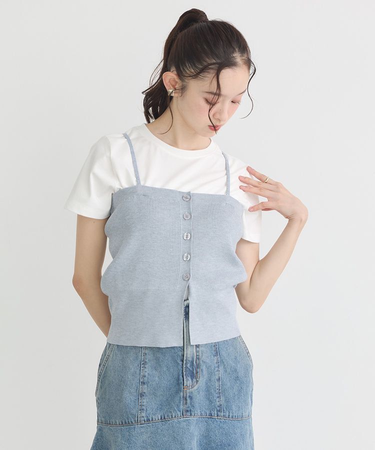 earth music&ecology「SET2点コンパクトTEE＋マルチwayニットビスチェ」|Tシャツ・カットソー|