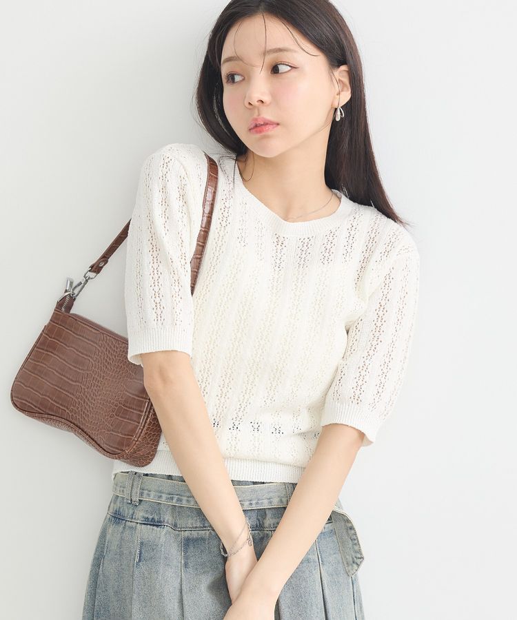earth music&ecology「透かしニットプルオーバー」|ニット・セーター|Ivory