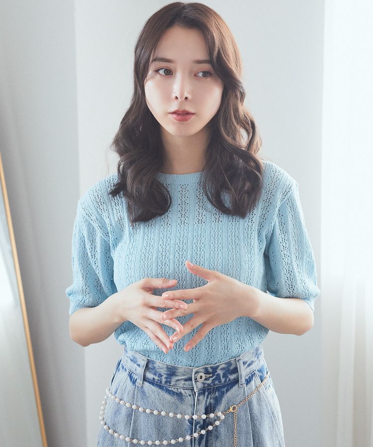 earth music&ecology「透かしニットプルオーバー」|ニット・セーター|