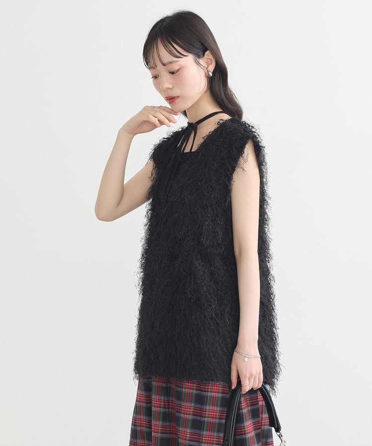 earth music&ecology「ふさふさベスト」|ベスト・ジレ|