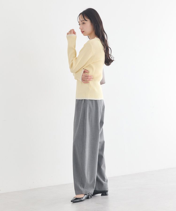 earth music&ecology「バイカラーヘンリーネックニットプルオーバー」|ニット・セーター|