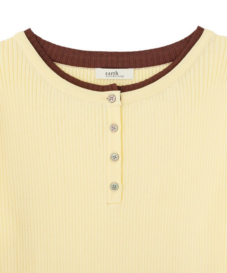 earth music&ecology「ヘンリーネック半袖ニットプルオーバー」|ニット・セーター|