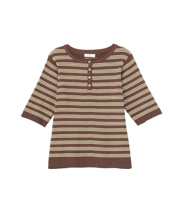 earth music&ecology「ヘンリーネック半袖ニットプルオーバー」|ニット・セーター|