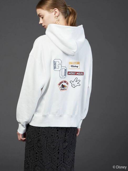  「ワッペン付き裏起毛パーカー/Disney」|Tシャツ・カットソー|ホワイト