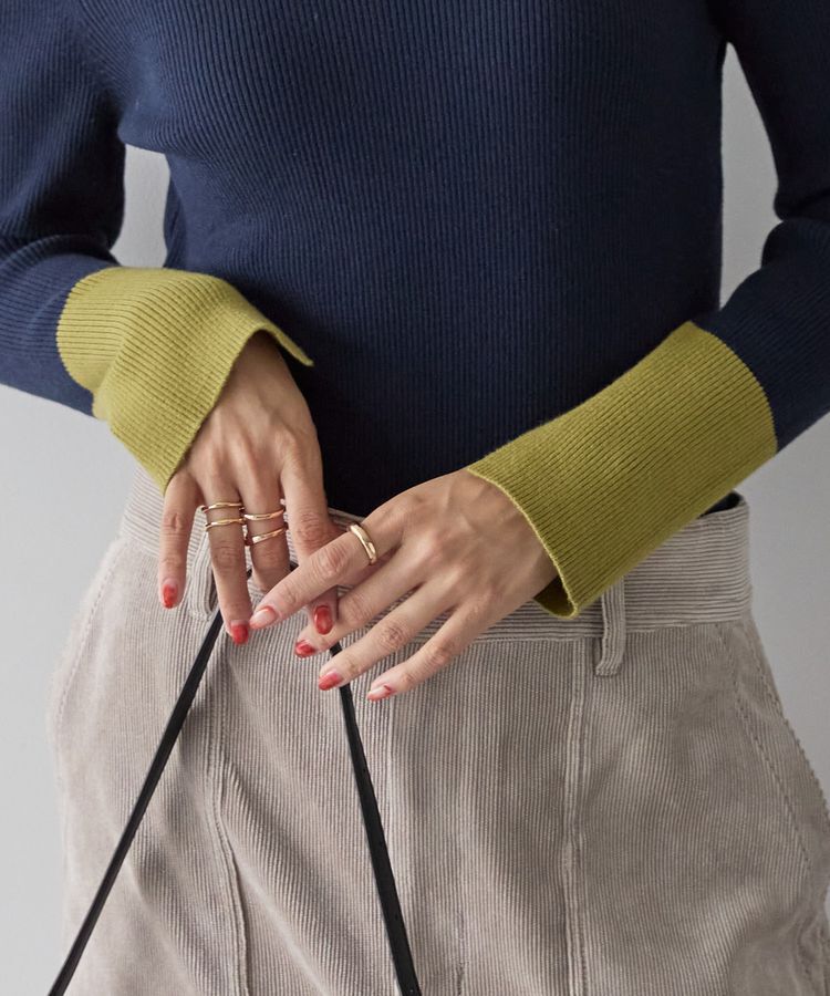 AMERICAN HOLIC「バイパチリブモックネックニットプルオーバー＜静電気軽減＞」|ニット・セーター|