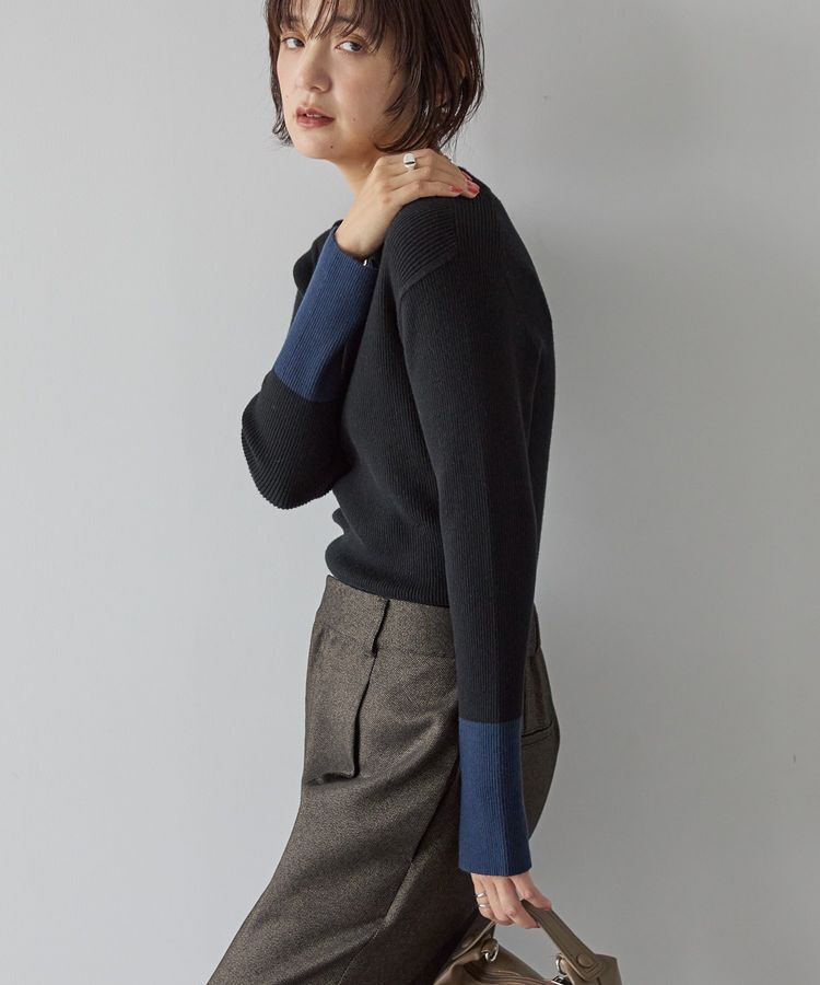 AMERICAN HOLIC「バイパチリブモックネックニットプルオーバー＜静電気軽減＞」|ニット・セーター|