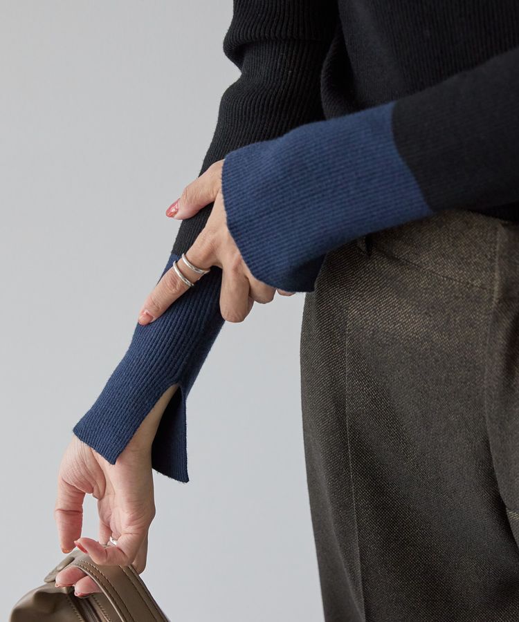 AMERICAN HOLIC「バイパチリブモックネックニットプルオーバー＜静電気軽減＞」|ニット・セーター|