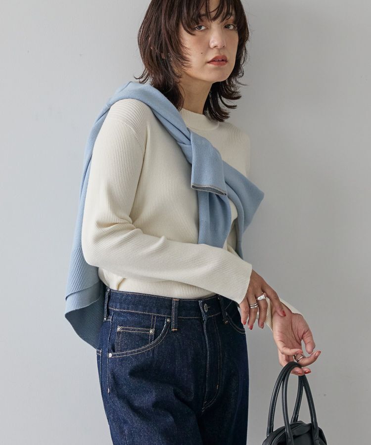 AMERICAN HOLIC「バイパチリブモックネックニットプルオーバー＜静電気軽減＞」|ニット・セーター|