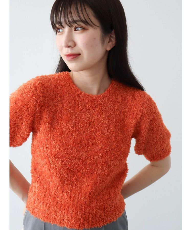 Green Parks「テープヤーン半袖ニットプルオーバー」|ニット・セーター|Orange