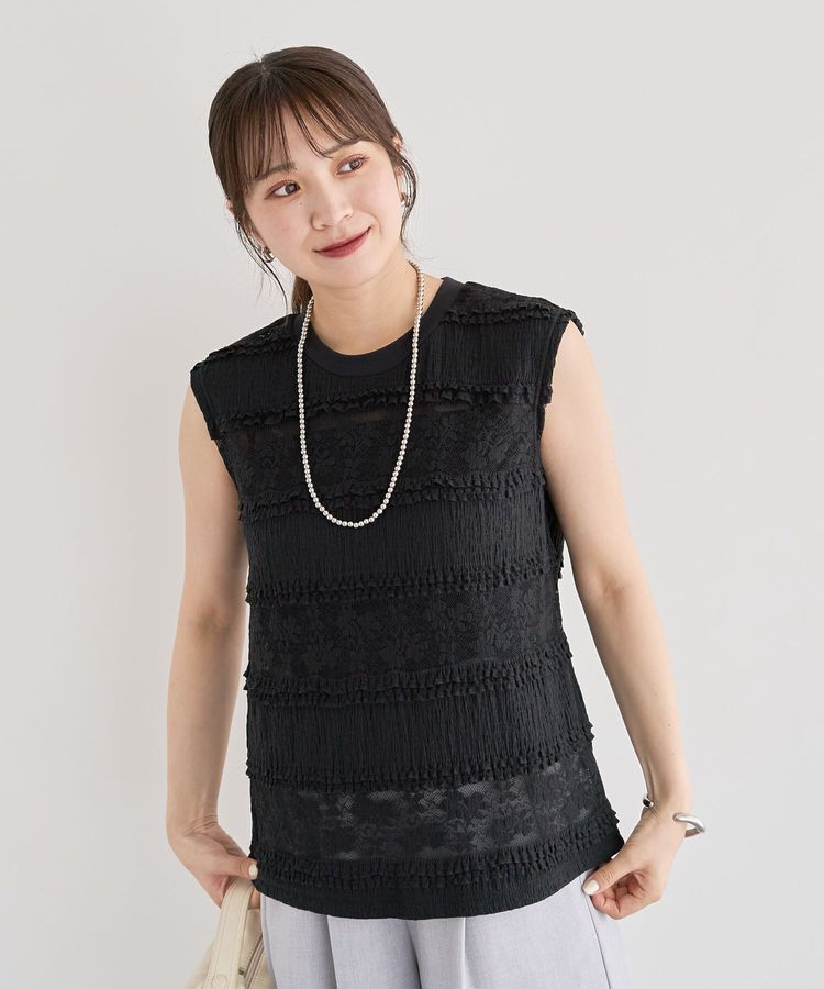 Green Parks「・SUGAR SPOON フリルレースノースリーブ」|Tシャツ・カットソー|