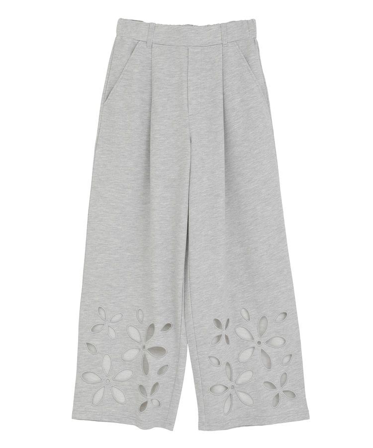 AnriettMusee「フラワーくり抜き刺繍スウェットワイドパンツ」|その他|