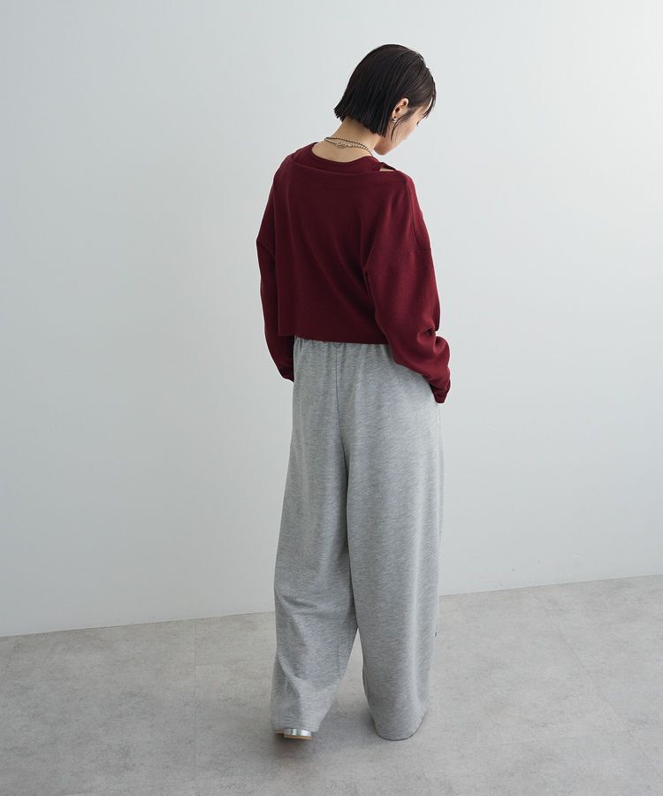 AnriettMusee「フラワーくり抜き刺繍スウェットワイドパンツ」|その他|