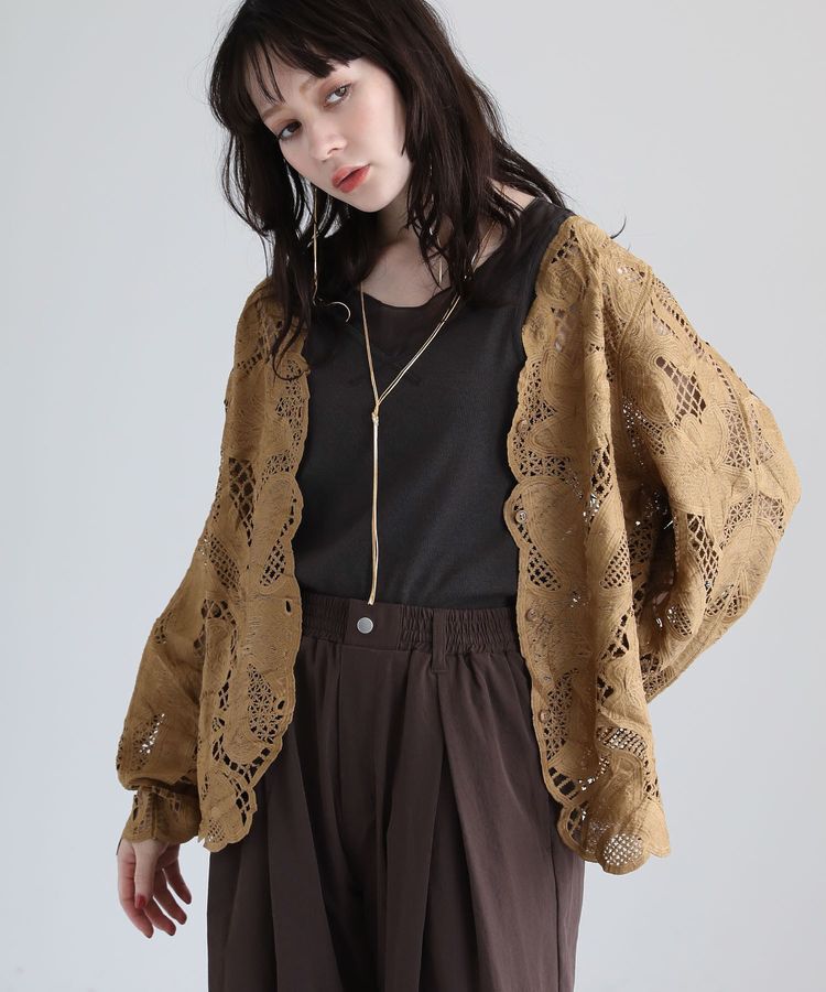 Green Parks「・ELENCARE DUE レーシーカーディガン」|カーディガン|