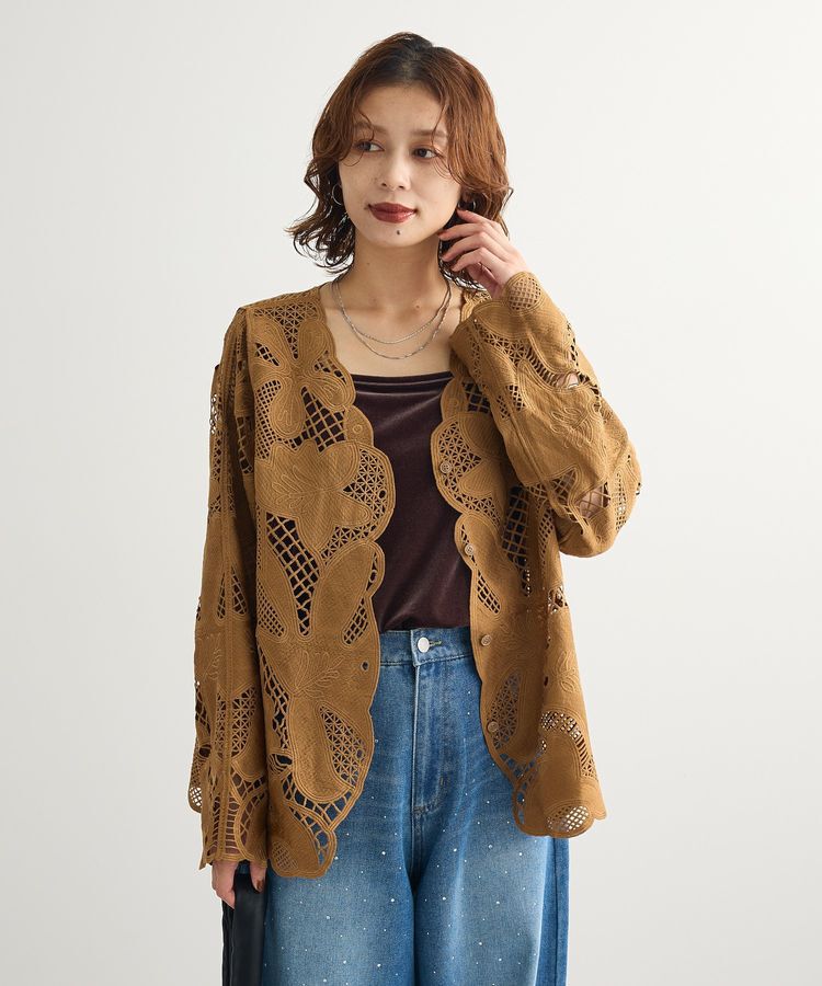 Green Parks「・ELENCARE DUE レーシーカーディガン」|カーディガン|