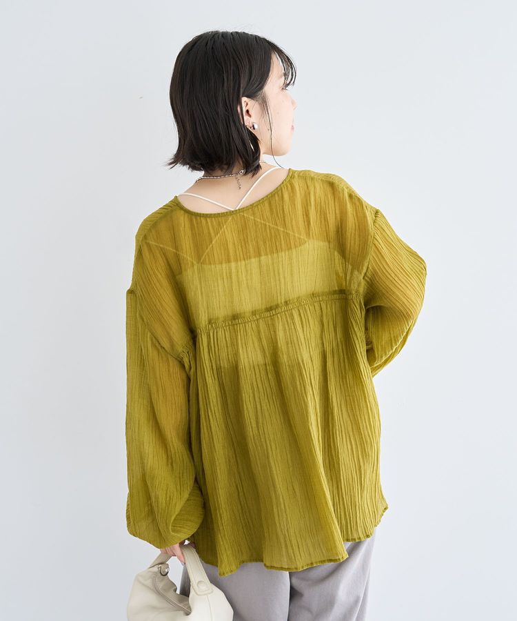 Green Parks「Vネックフリルシアープリーツブラウス」|シャツ・ブラウス|