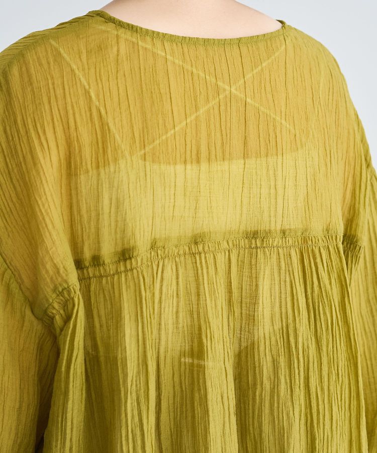 Green Parks「Vネックフリルシアープリーツブラウス」|シャツ・ブラウス|